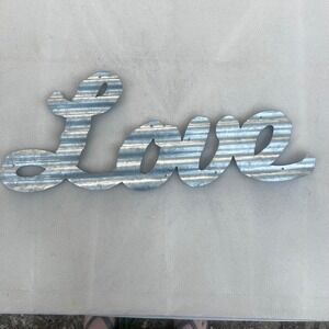 Rustic Galvanized Corrugated Metal Love Wall Decor Farmhouse Sign 17 Inch